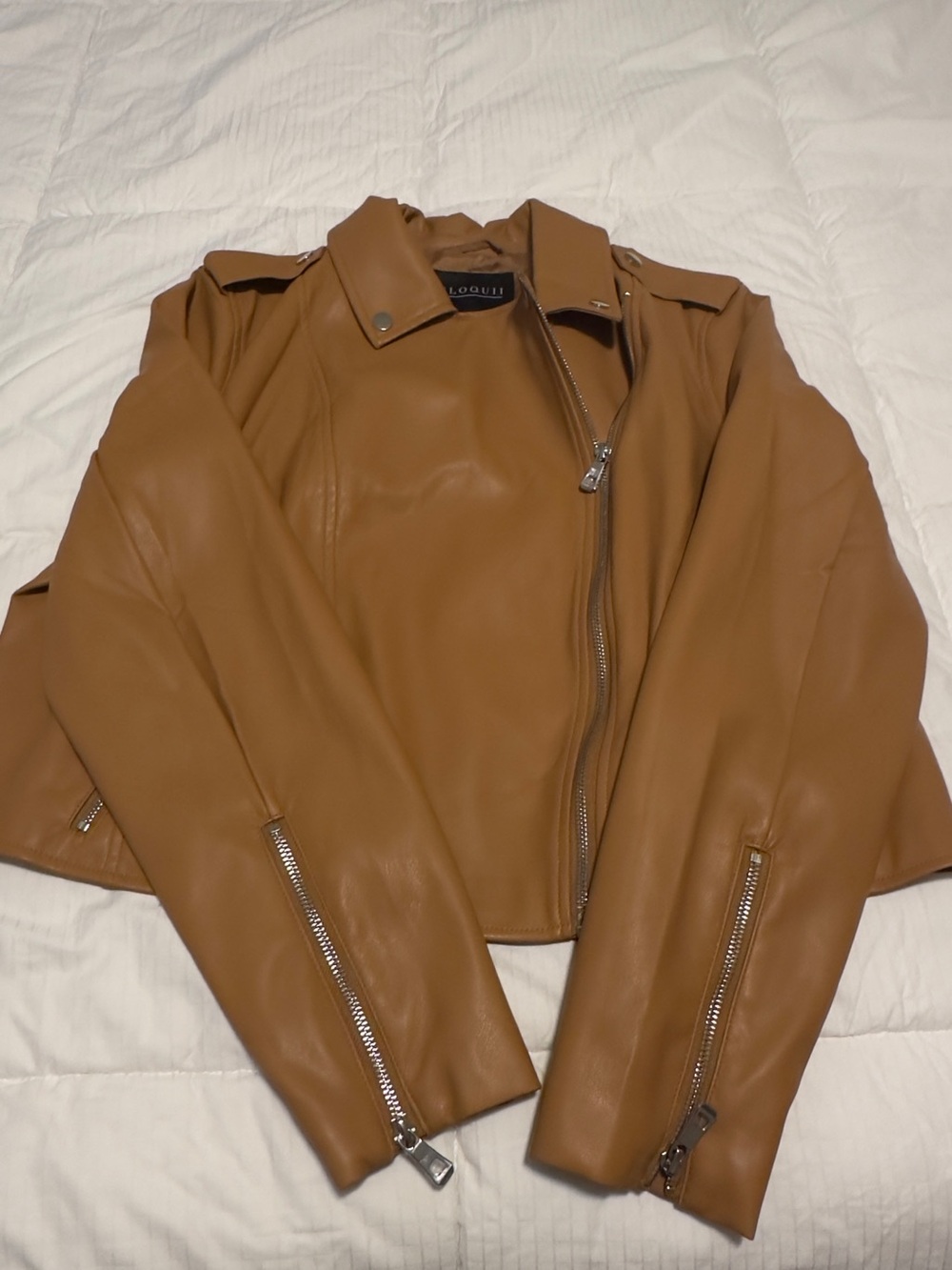 Eloquii Faux Leather Moto Jacket - caramel